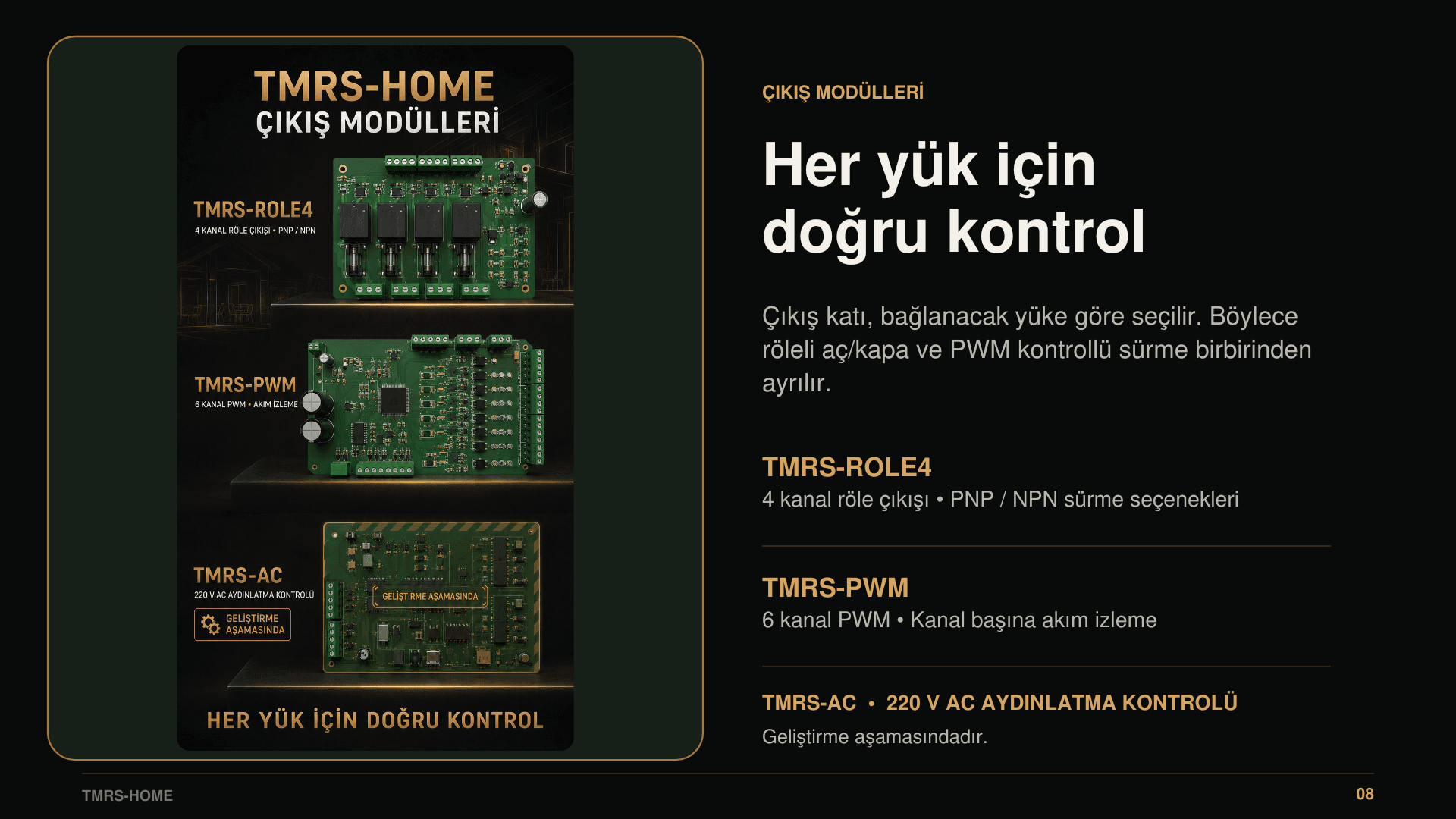 TMRS-R4, TMRS-PWM ve TMRS-AC çıkış modülleri WhatsApp durum görseli