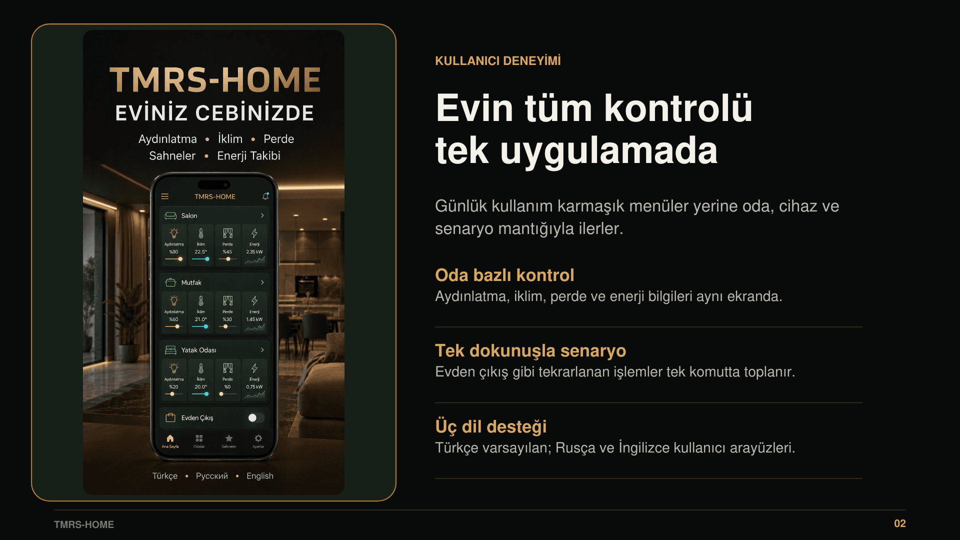 TMRS-HOME mobil otomasyon uygulaması WhatsApp durum görseli