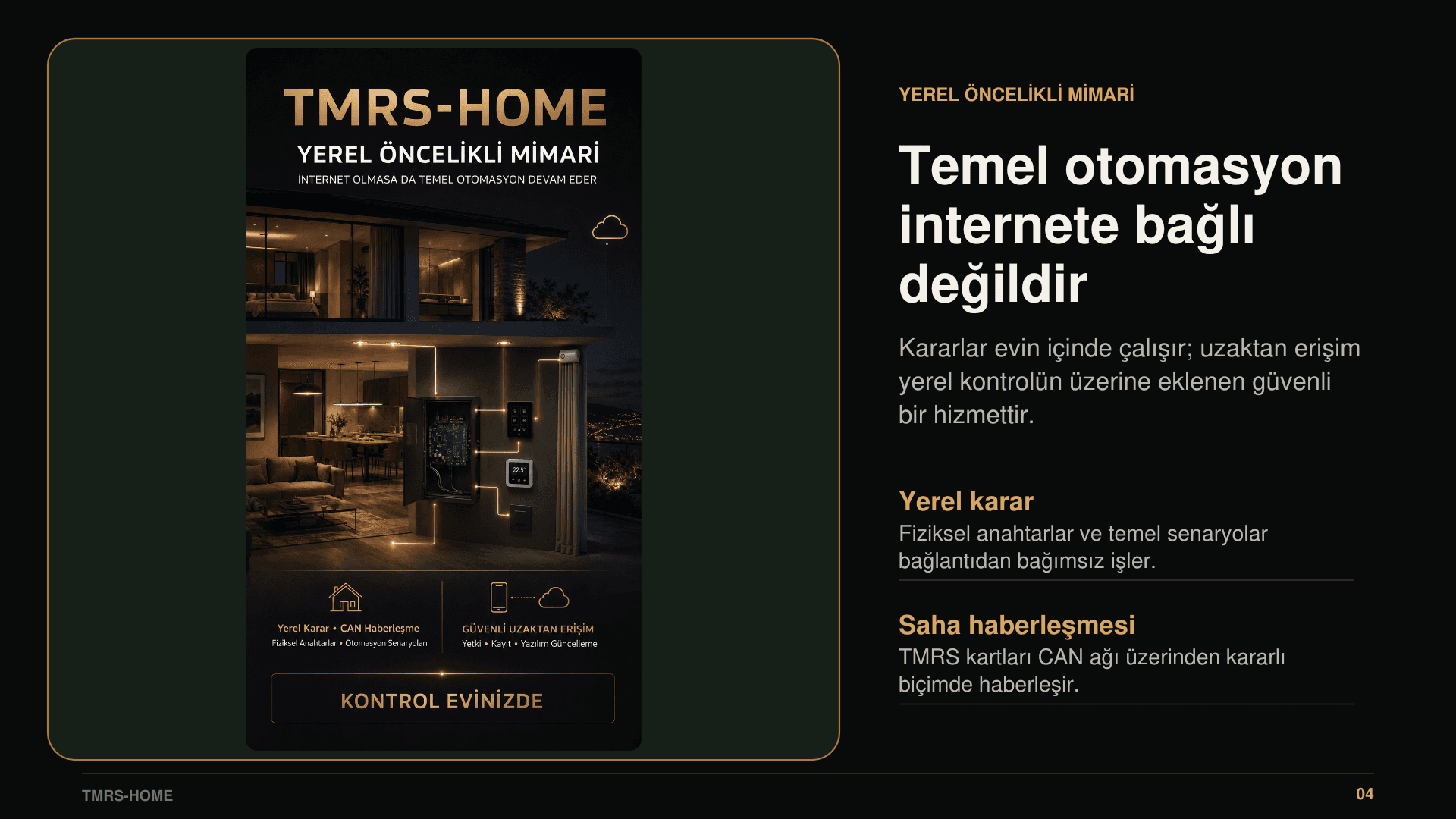 TMRS-HOME yerel öncelikli otomasyon mimarisi WhatsApp durum görseli