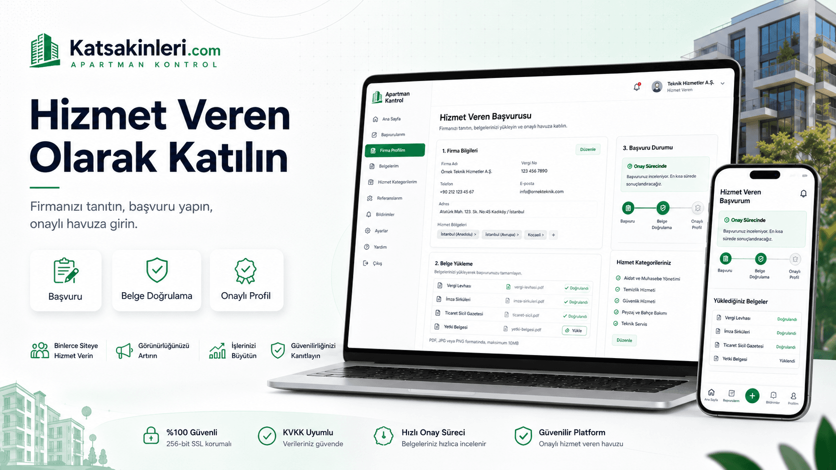 Hizmet veren firmaların başvuru ve davetli iş süreçlerini gösteren ekran